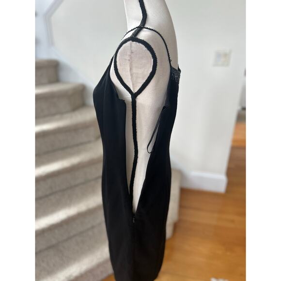 Vintage 90s Y2K Ann Taylor Black Wool Beaded Sheath Dress Whimsygoth - Picture 5 of 7